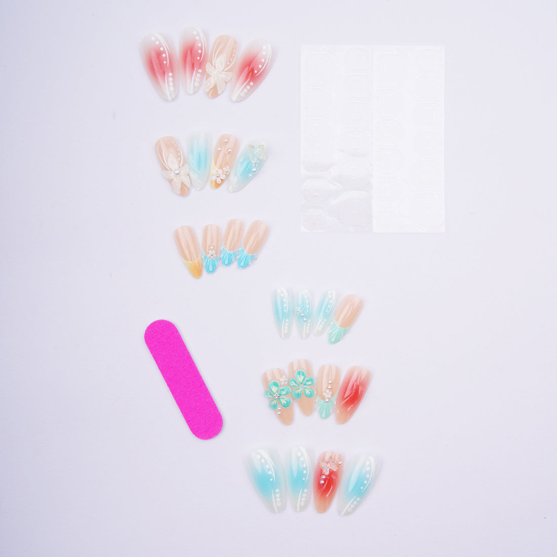 No.F463 Blue Beach Fingernails Patch 24pcs/Set