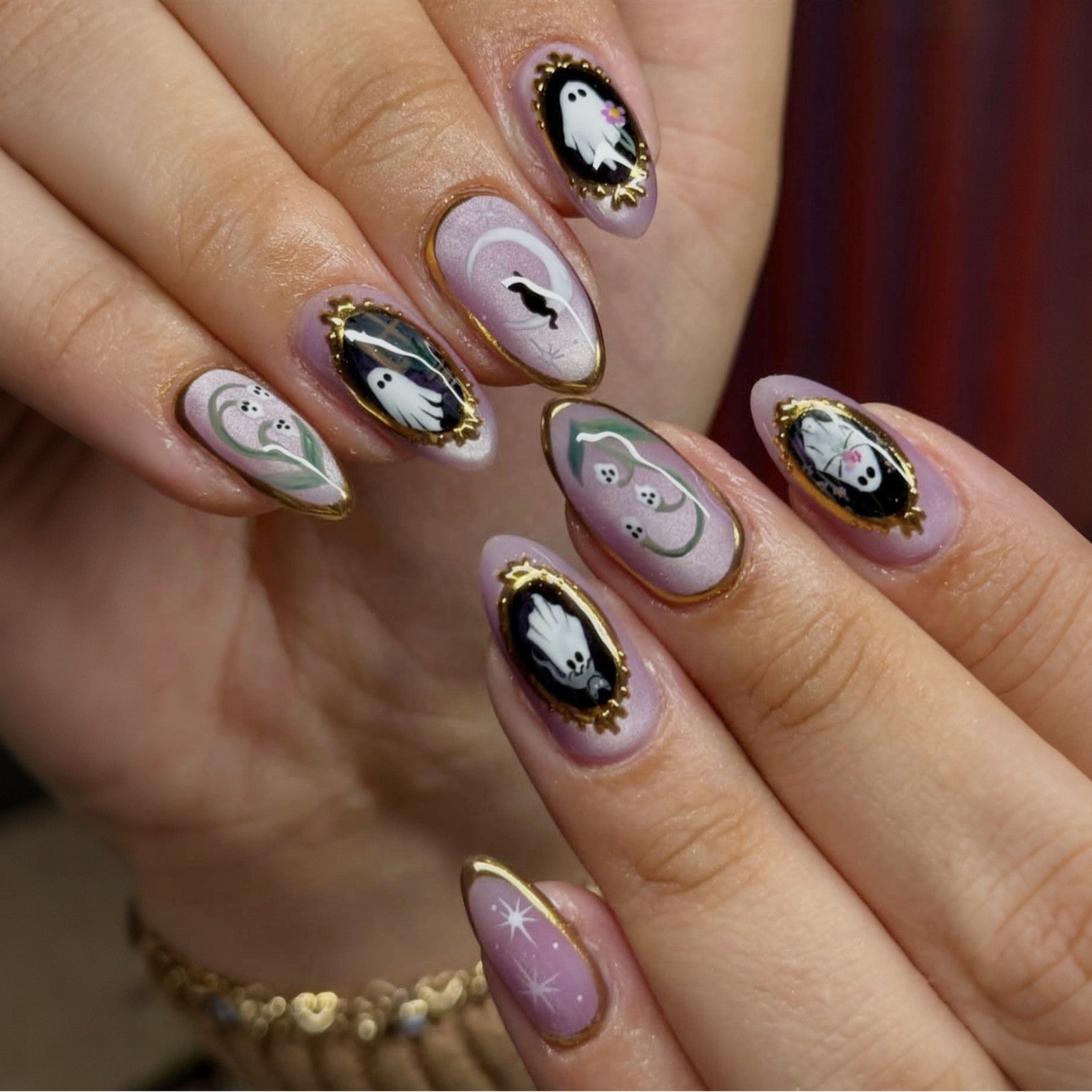 No.AW182 Halloween Purple Cat's Eye Fingernails Patch 24pcs/Set