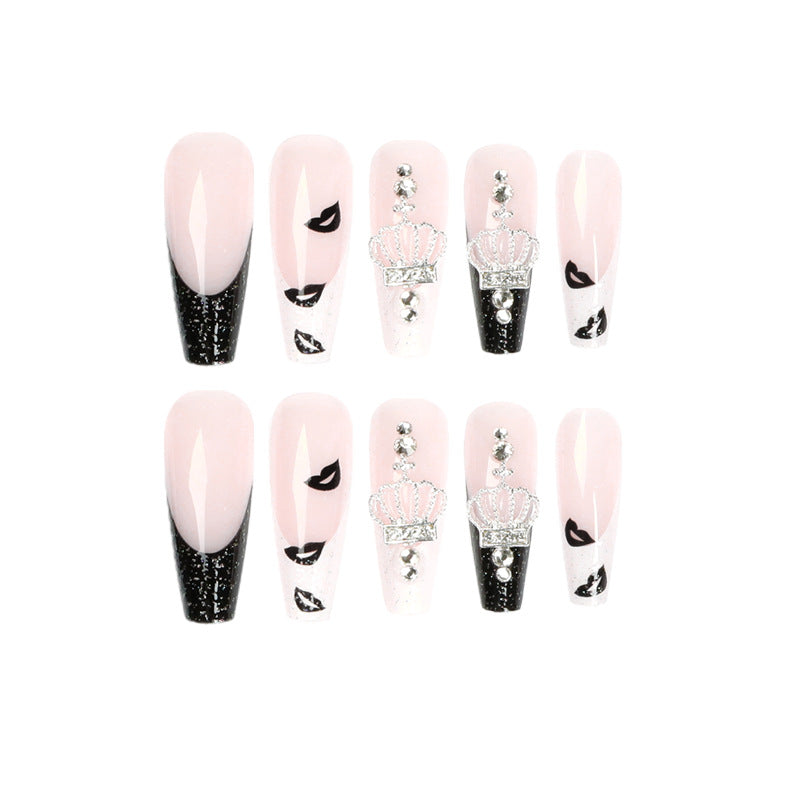 No.F179 Black&White Long Fingernails Patch 24pcs/Set