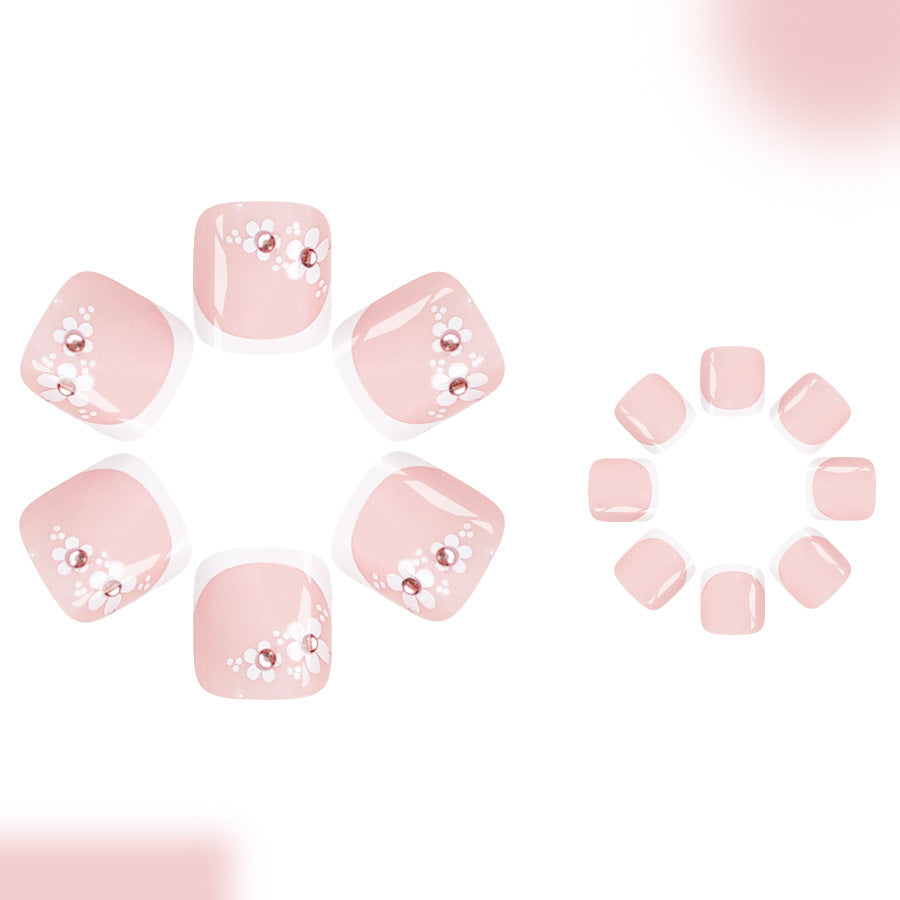 No.640 White Flowers Toenails Patch 24pcs/Set