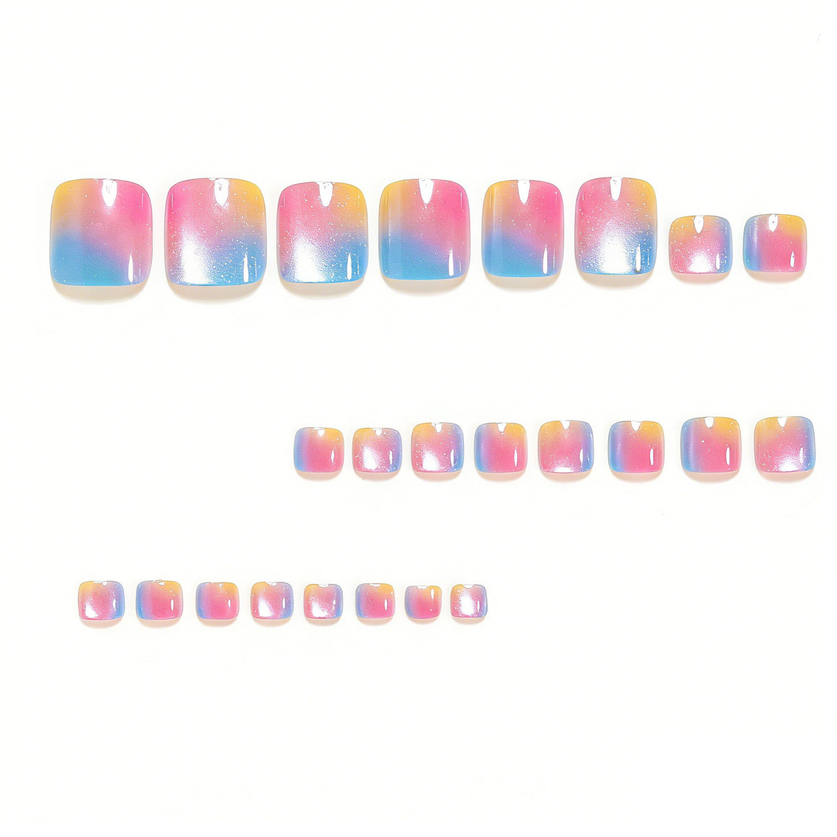 No.737 Rainbow Cat's Eye Toenails Patch 24pcs/Set