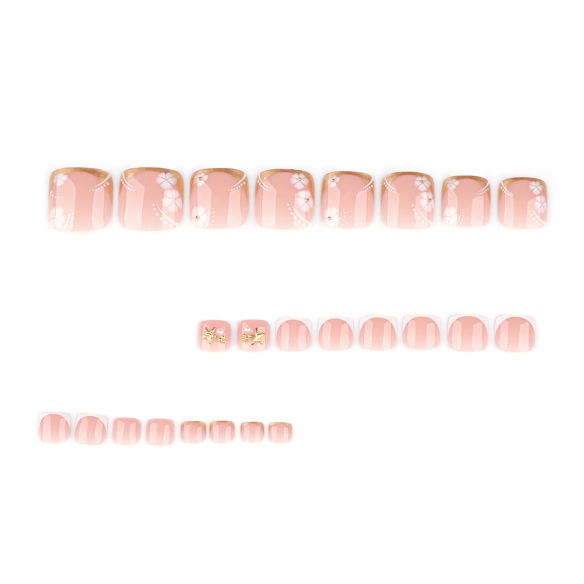 No.683 White Flowers Toenails Patch 24pcs/Set