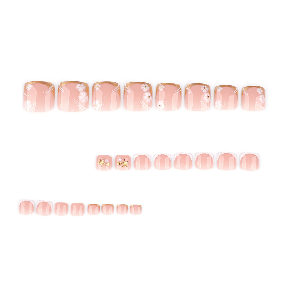 No.683 White Flowers Toenails Patch 24pcs/Set