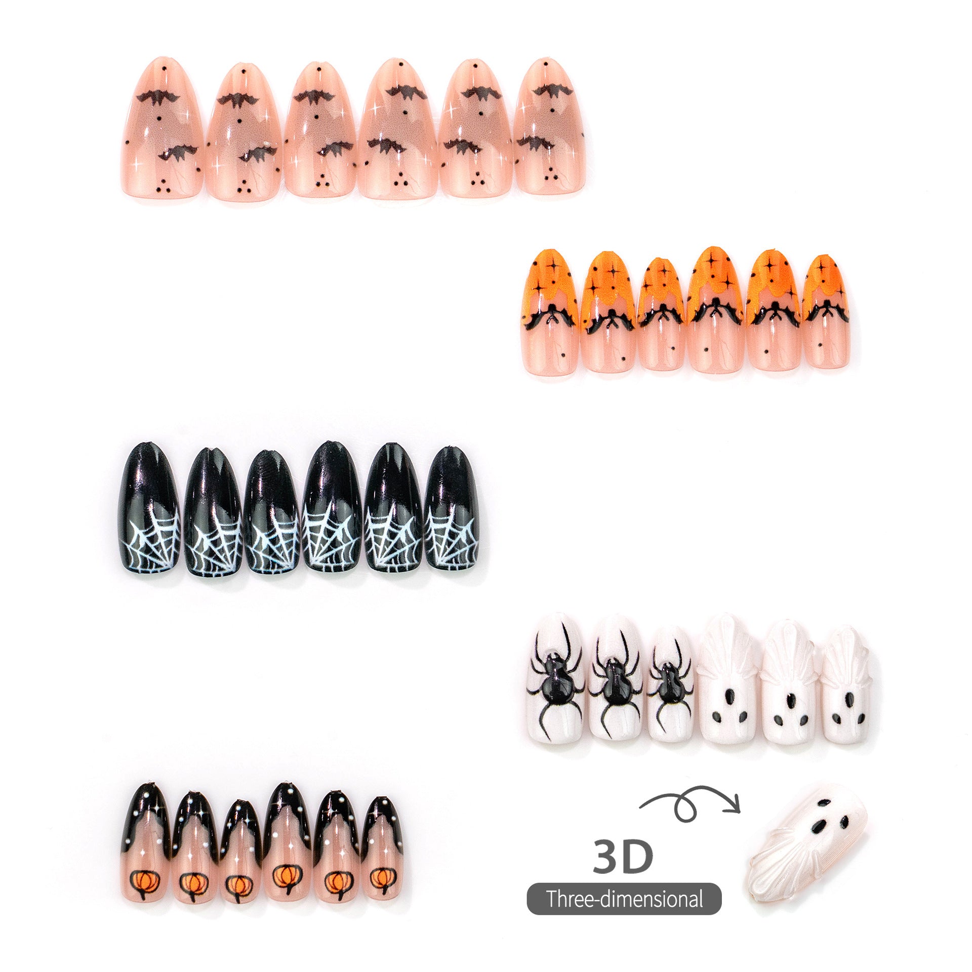 No.AW190 Halloween Bat Ghost Fingernails Patch 24pcs/Set
