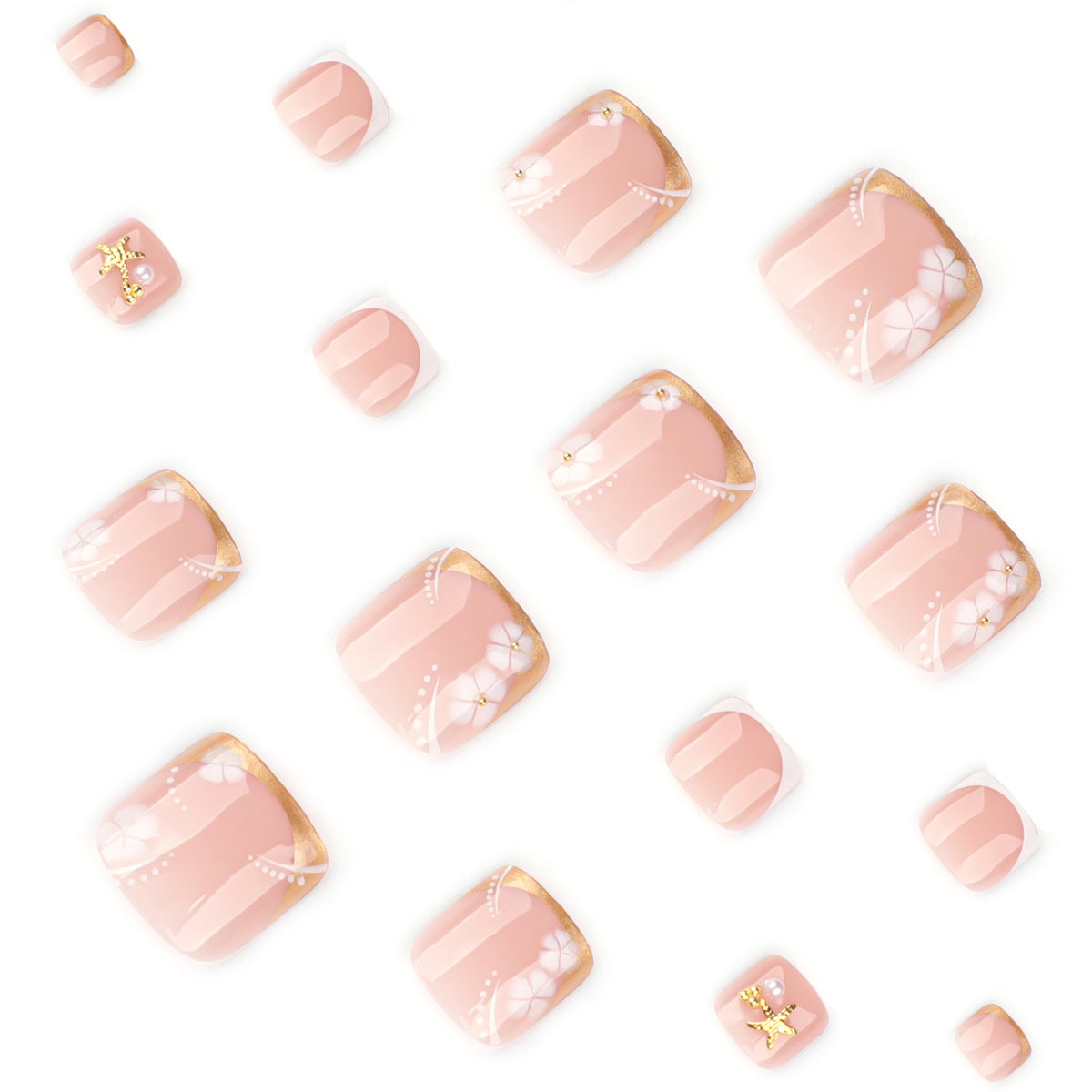 No.683 White Flowers Toenails Patch 24pcs/Set