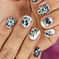 No.AW107 Halloween Black&White Fingernails Patch 24pcs/Set