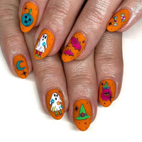 No.AW11 Halloween Orange Fingernails Patch 24pcs/Set