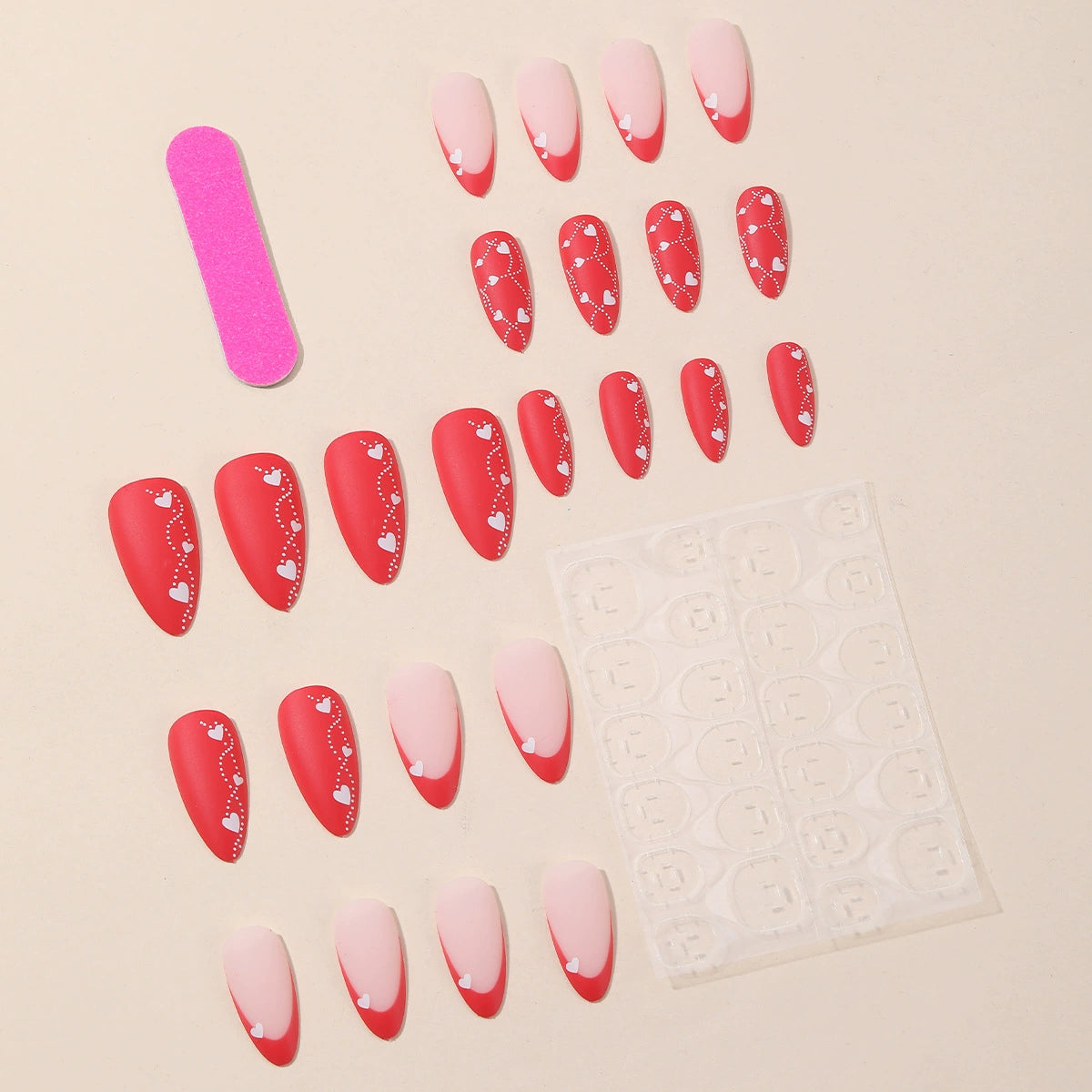 No.VN46 Red Love Fingernails Patch 24pcs/Set