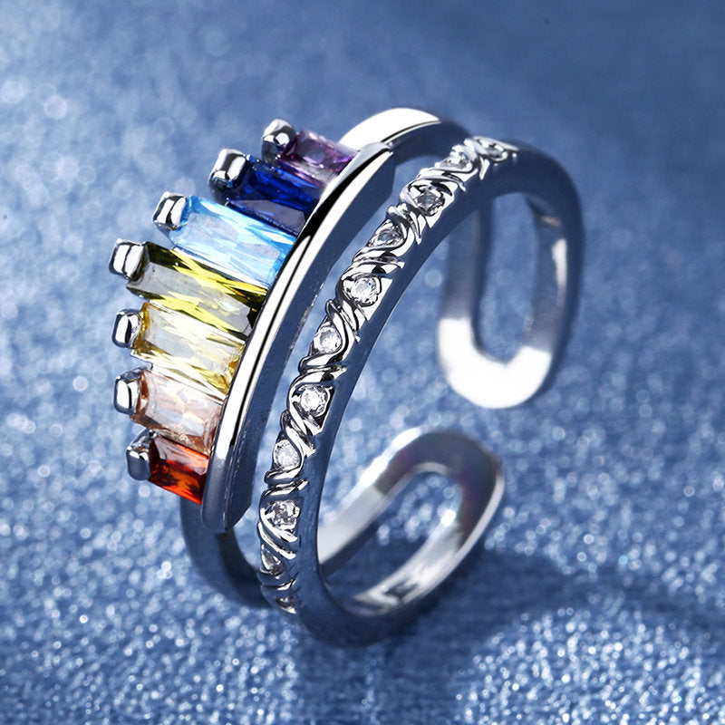 No.JR20 Rainbow Crown Ring 1pc/set