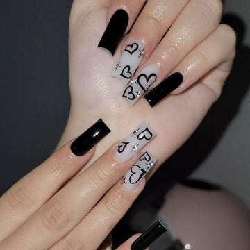 No.VN41 Black Love Fingernails Patch 24pcs/Set