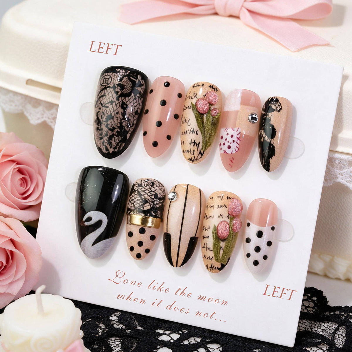 No.F832 Pink Roses  Fingernails Patch 24pcs/Set