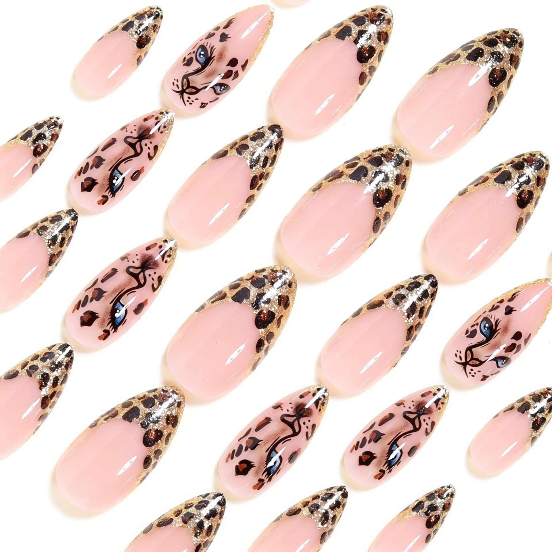 No.F776 Flashy Leopard Print Fingernails Patch 24pcs/Set