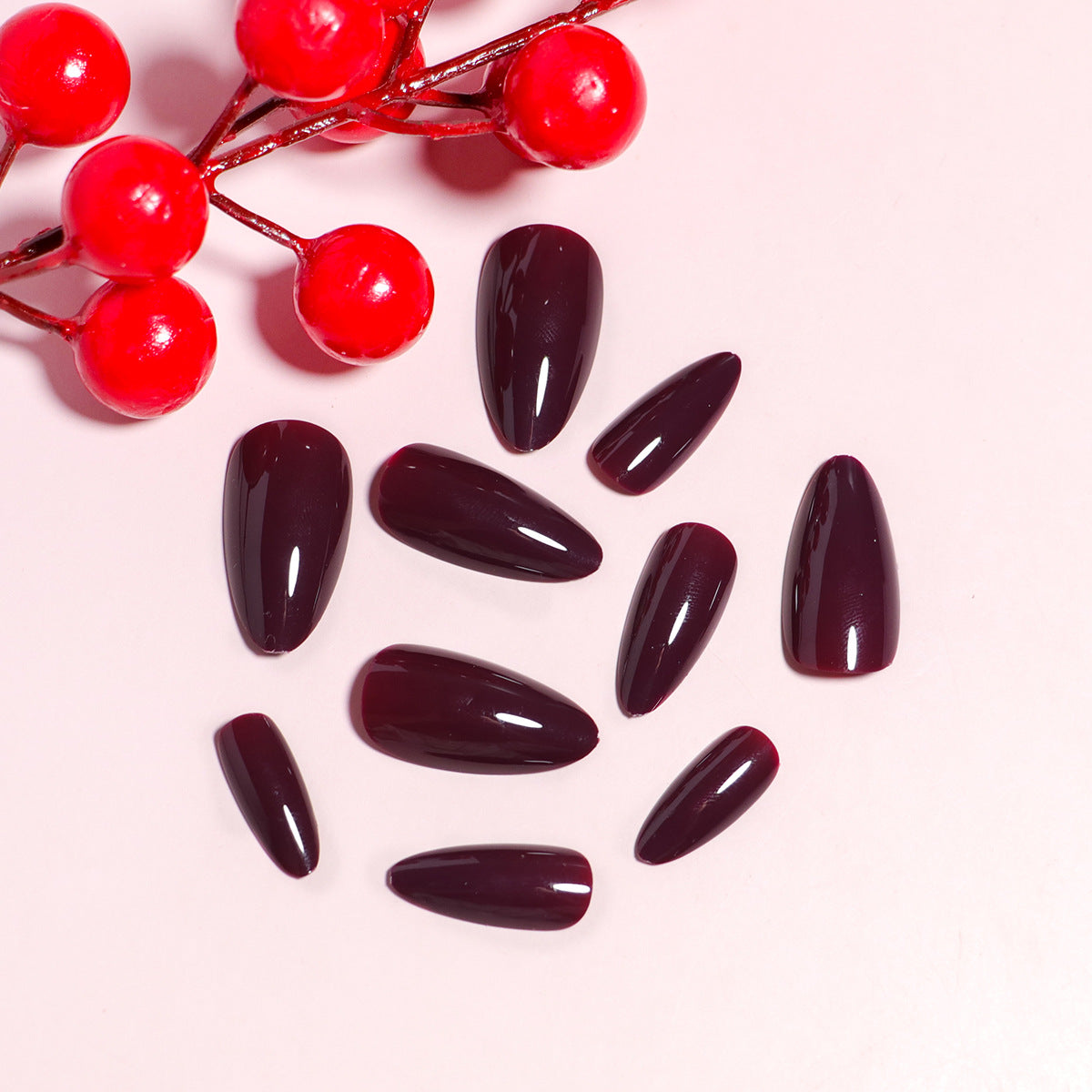 No.F794 Claret Fingernails Patch 24pcs/Set