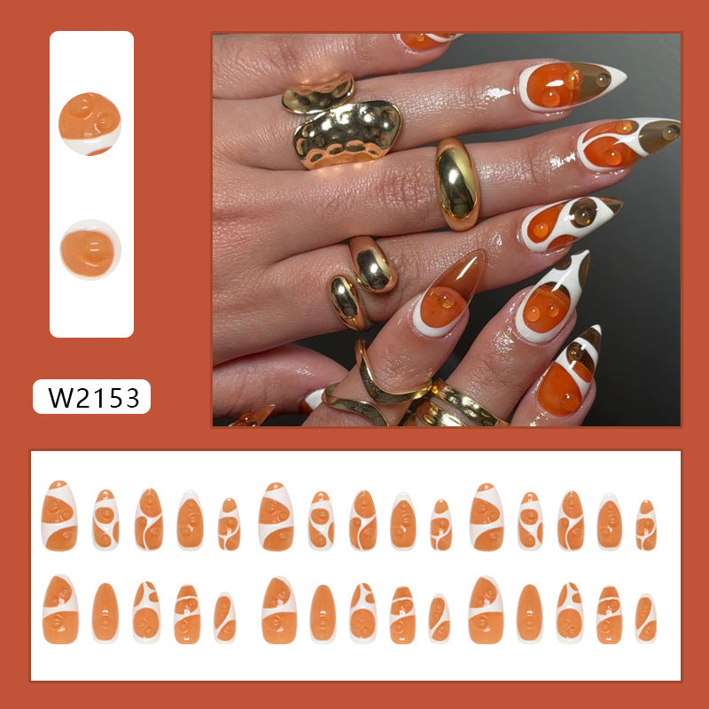 No.F665 Orange Fingernails Patch 24pcs/Set