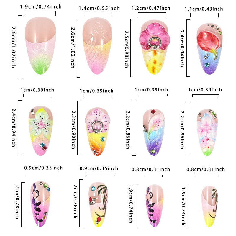 No.F499 3D Ripple Flowers Fingernails Patch 24pcs/Set