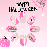 No.AW65 Halloween Pumpkin Star Fingernails Patch 24pcs/Set