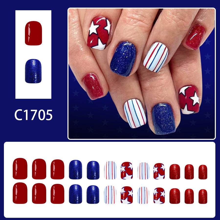 No.JNU22 Striped Star Fingernails Patch 24pcs/Set