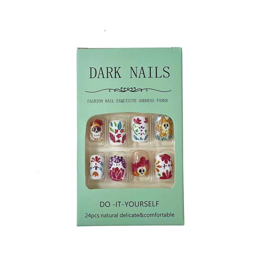 No.AW123 Halloween Plant Skeleton Flower Fingernails Patch 24pcs/Set