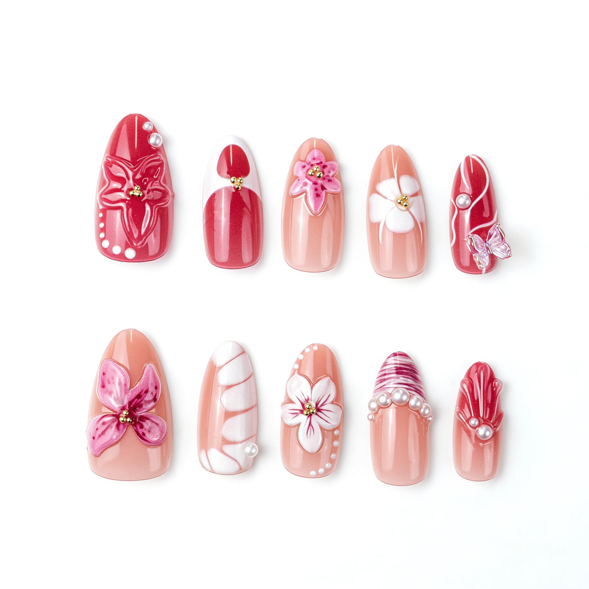 No.BH22 Flowers Fingernails Patch 24pcs/Set