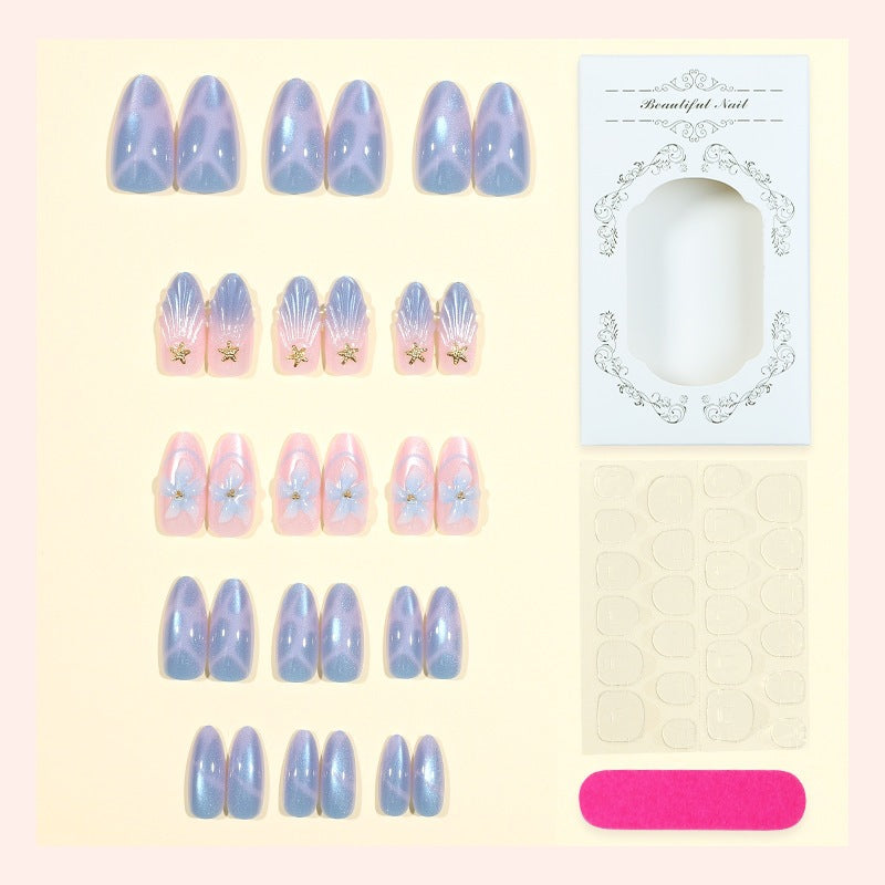 No.F615 Blue Cat's Eye Fingernails Patch 30pcs/Set