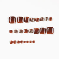 No.205 Brown Glitter Toenails Patch 24pcs/Set