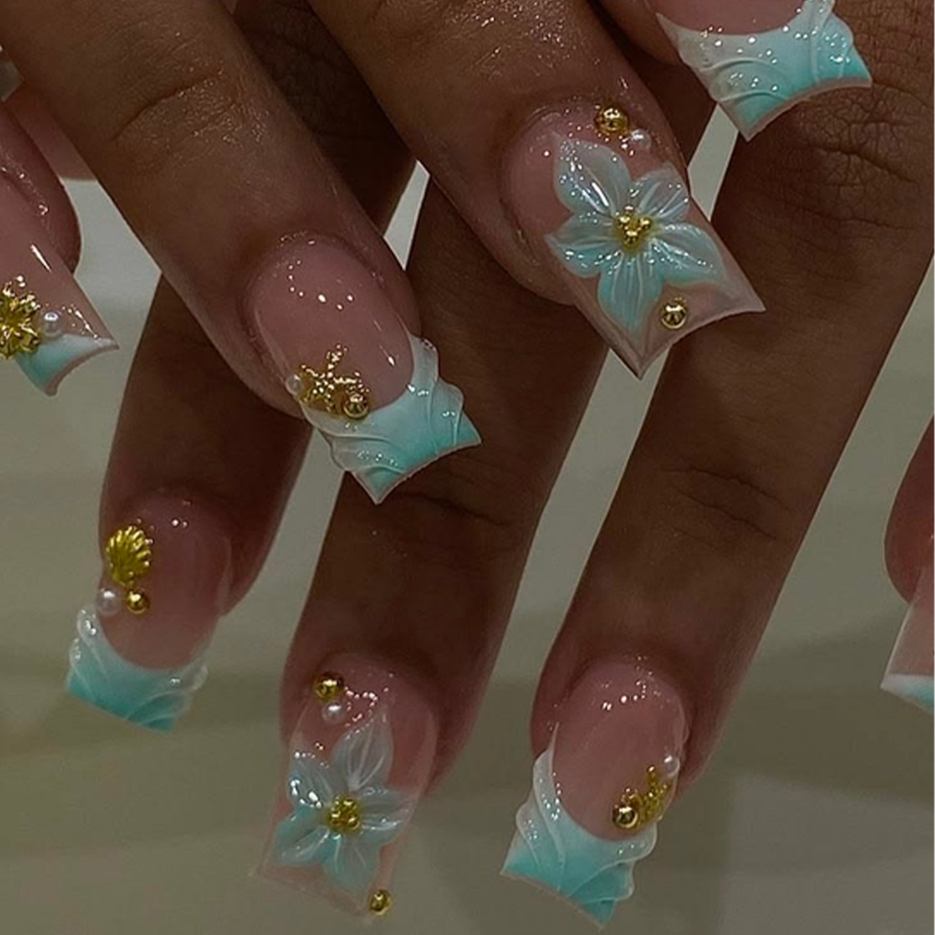 No.F704 Flower Fingernails Patch 24pcs/Set