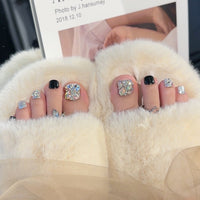 Colorful Rhinestone-Studded Toe Nails Patch 24pcs/Set