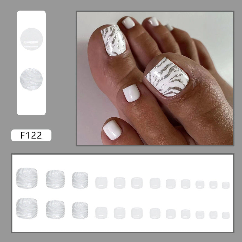 No.247 Silver Gray Glitter Toenails Patch 24pcs/Set