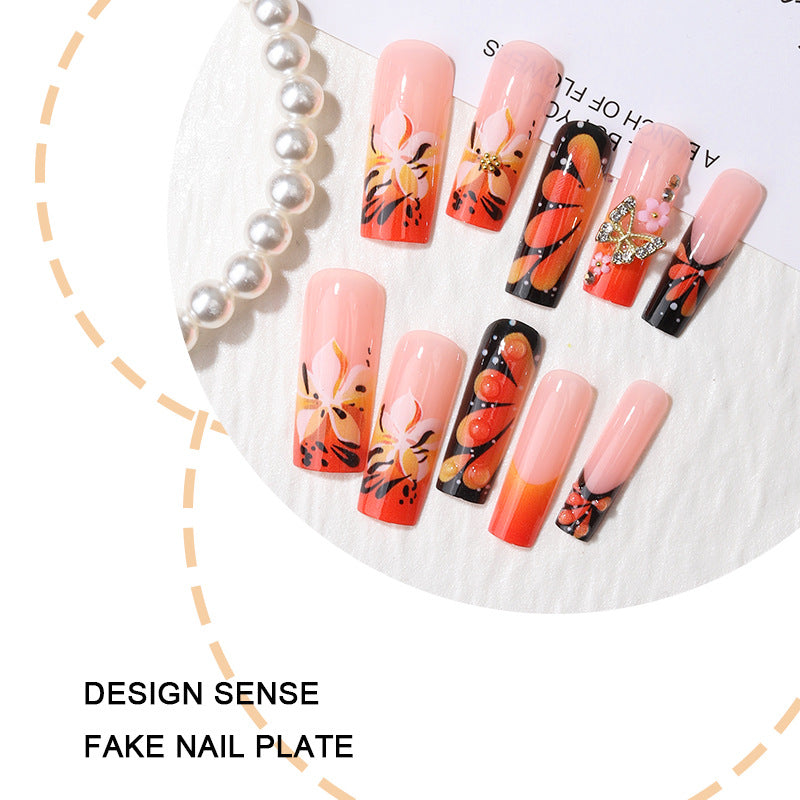 No.F711 Yellow Butterfly Print Fingernails Patch 24pcs/Set