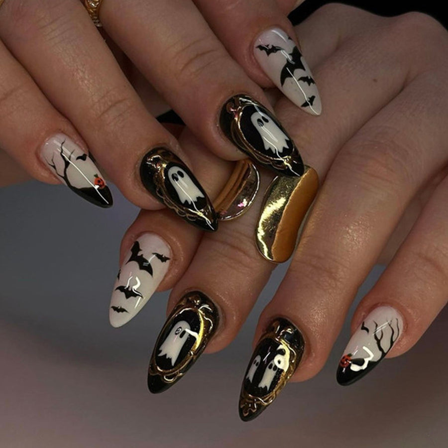 No.AW130 Halloween Dark Bat Fingernails Patch 24pcs/Set
