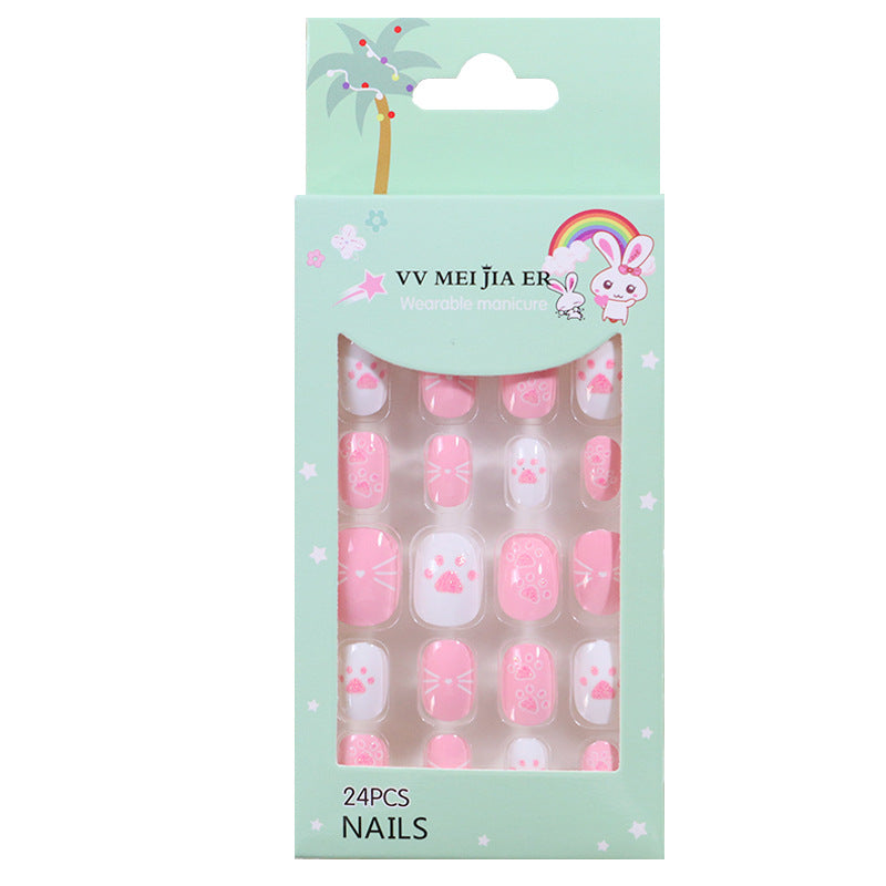 No.KD9 Cute Mini Kids Press on Fingernails 24pcs/Set