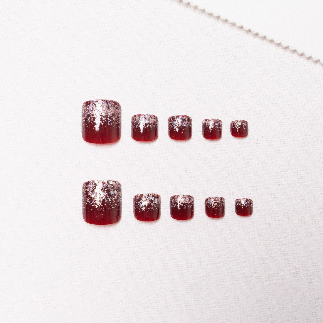 No.194 Red Glitter Toenails Patch 24pcs/Set