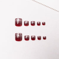 No.194 Red Glitter Toenails Patch 24pcs/Set