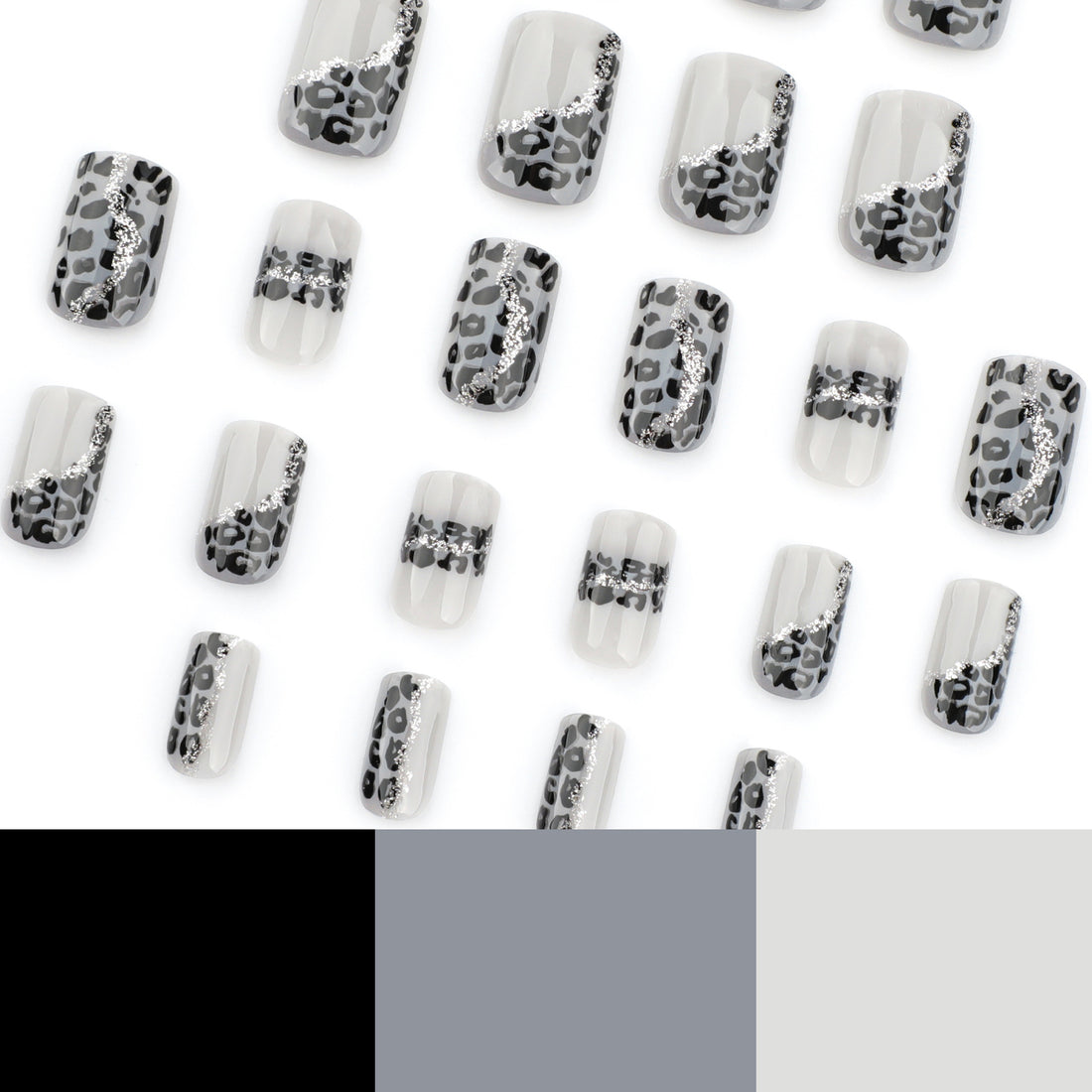 No.F227 Grey Leopard Print Fingernails Patch 24pcs/Set