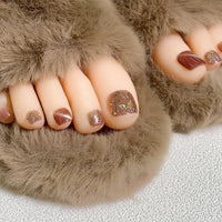 No.120 Sweet Glittery Sparkling Toenails 24pcs/Set