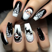 No.CM87 Christmas Black Snowflake Fingernails Patch 24pcs/Set