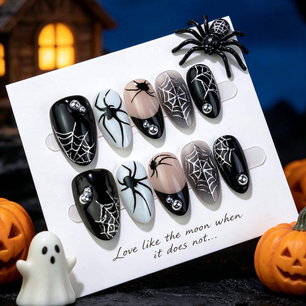 No.AW212 Halloween Black Fingernails Patch 24pcs/Set