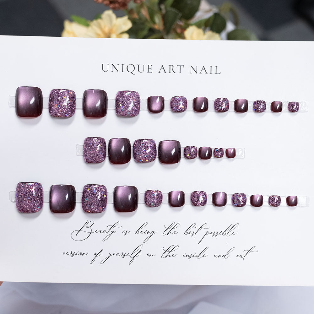 No.700 Purple Cat's Eye Toenails Patch 32pcs/Set