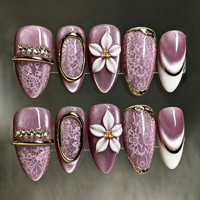 No.F833 Purple Cat's Eye Fingernails Patch 24pcs/Set