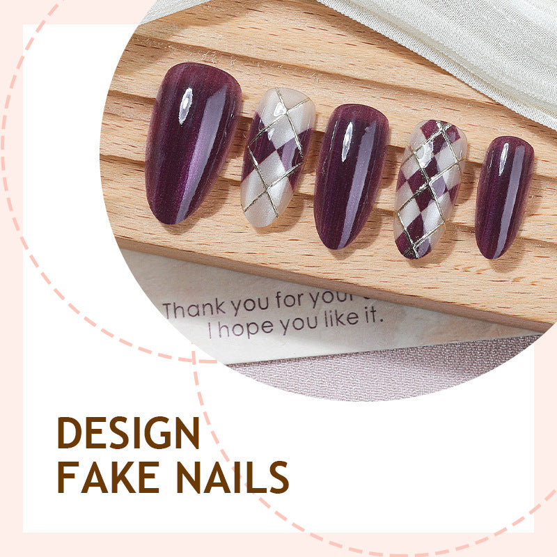 No.F860 Purple Cat's Eye Fingernails Patch 24pcs/Set