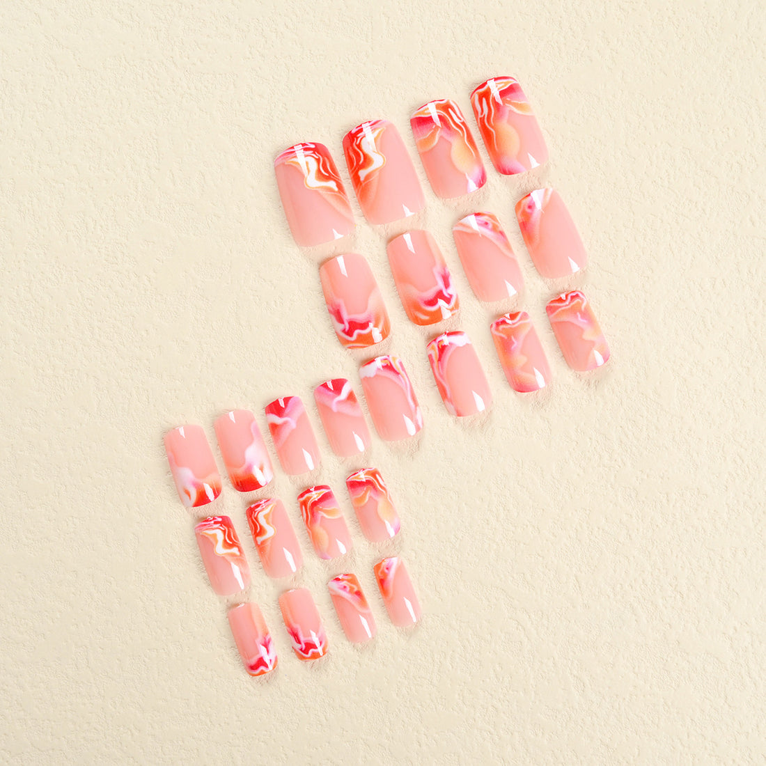 No.F87 Red Flame Gradient Fingernails Patch 24pcs/Set