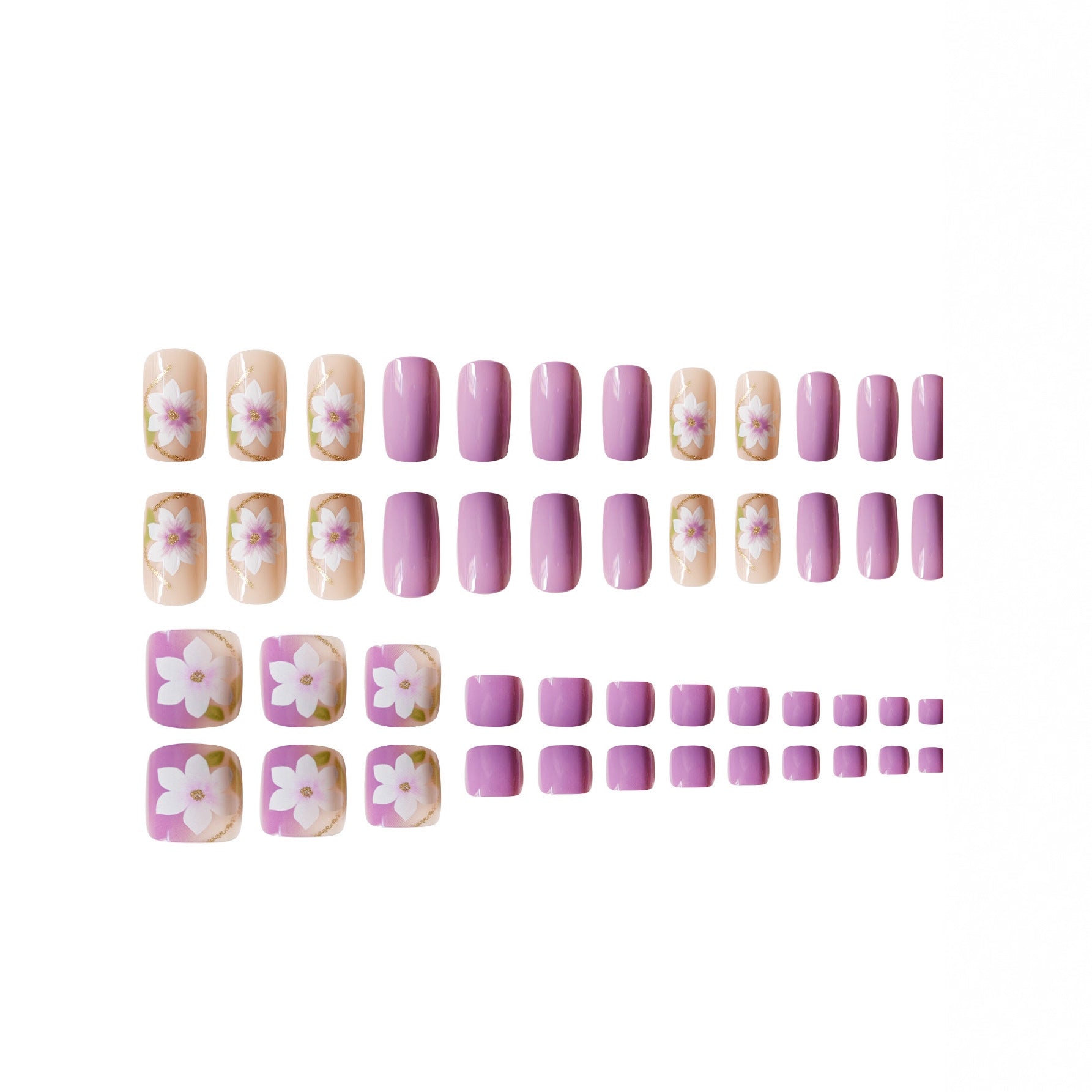 No.PSN202 Light Purple Hand & Toe Pair Set-48pcs