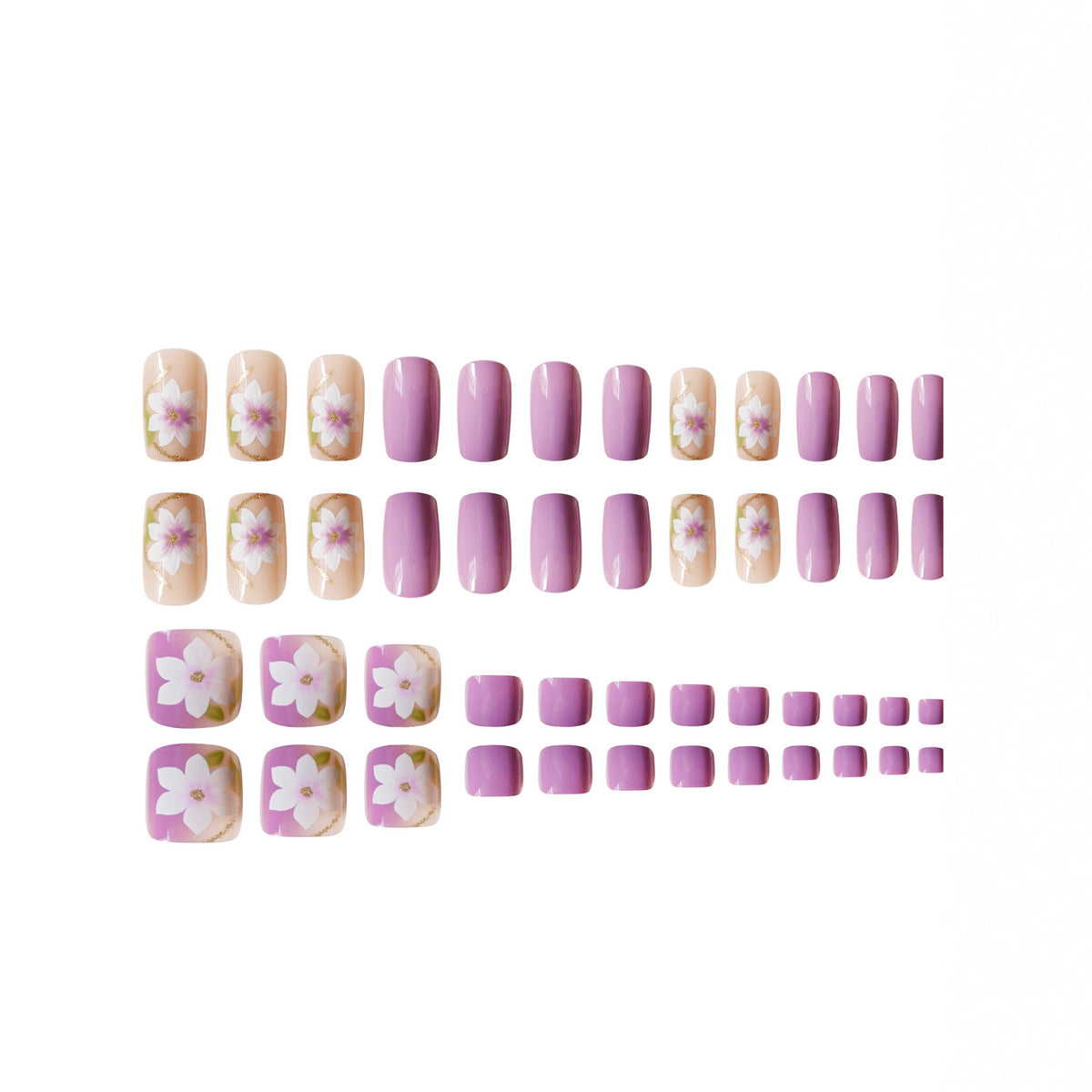 No.PSN202 Light Purple Hand & Toe Pair Set-48pcs