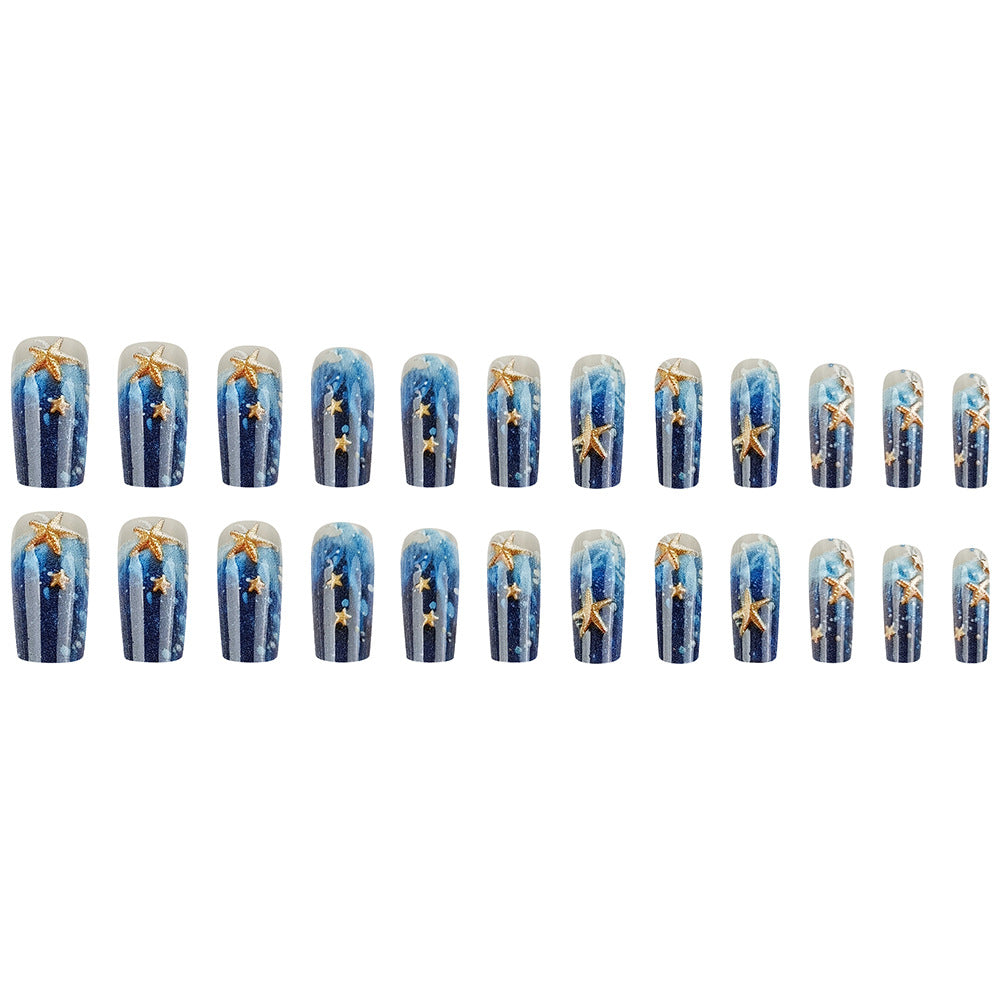 No.BH6 Ocean Blue Fingernails Patch 24pcs/Set
