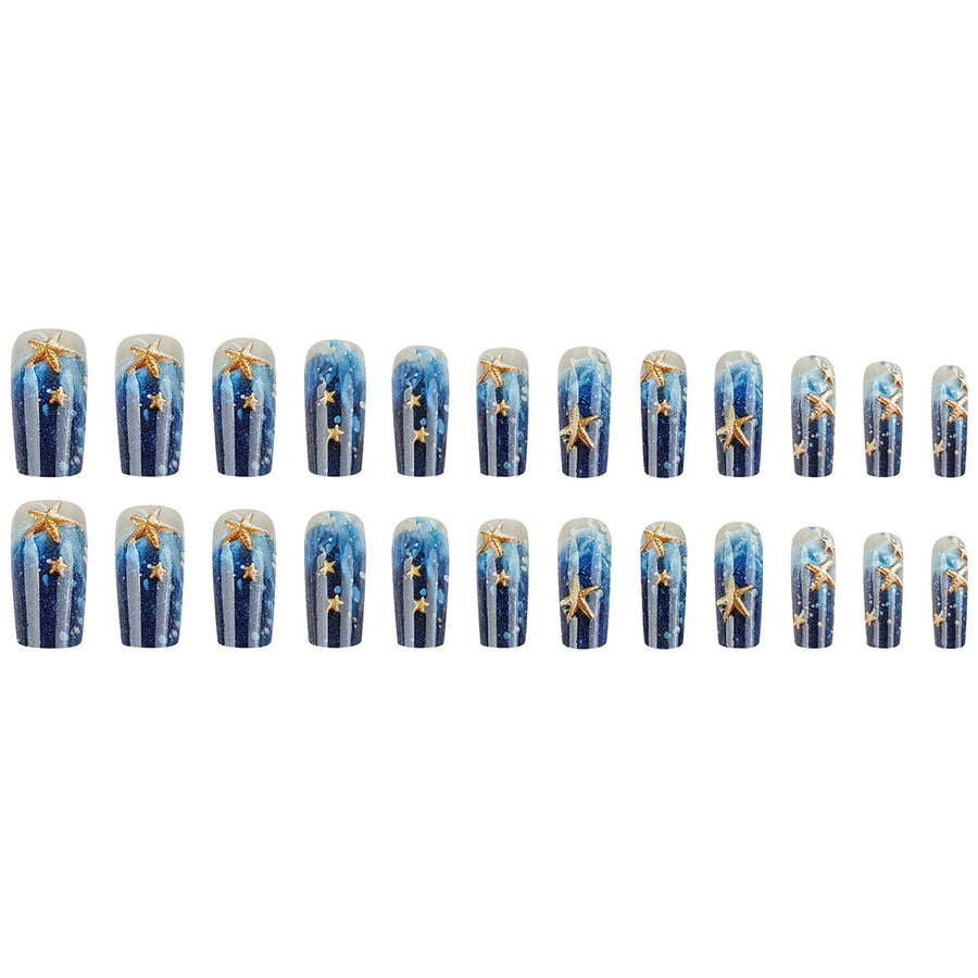 No.BH6 Ocean Blue Fingernails Patch 24pcs/Set