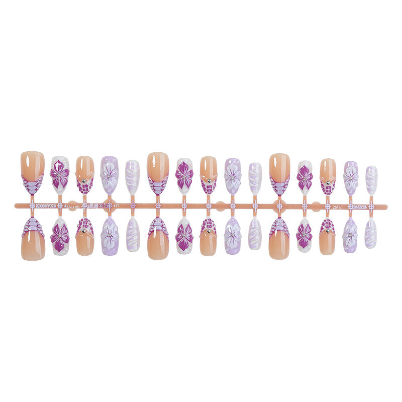 No.F610 Purple Print Cat's Eye Fingernails Patch 30pcs/Set