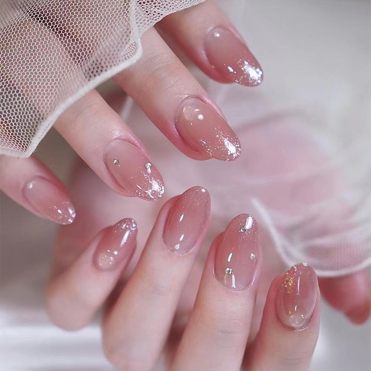 No.F694 Pink Fingernails Patch 24pcs/Set