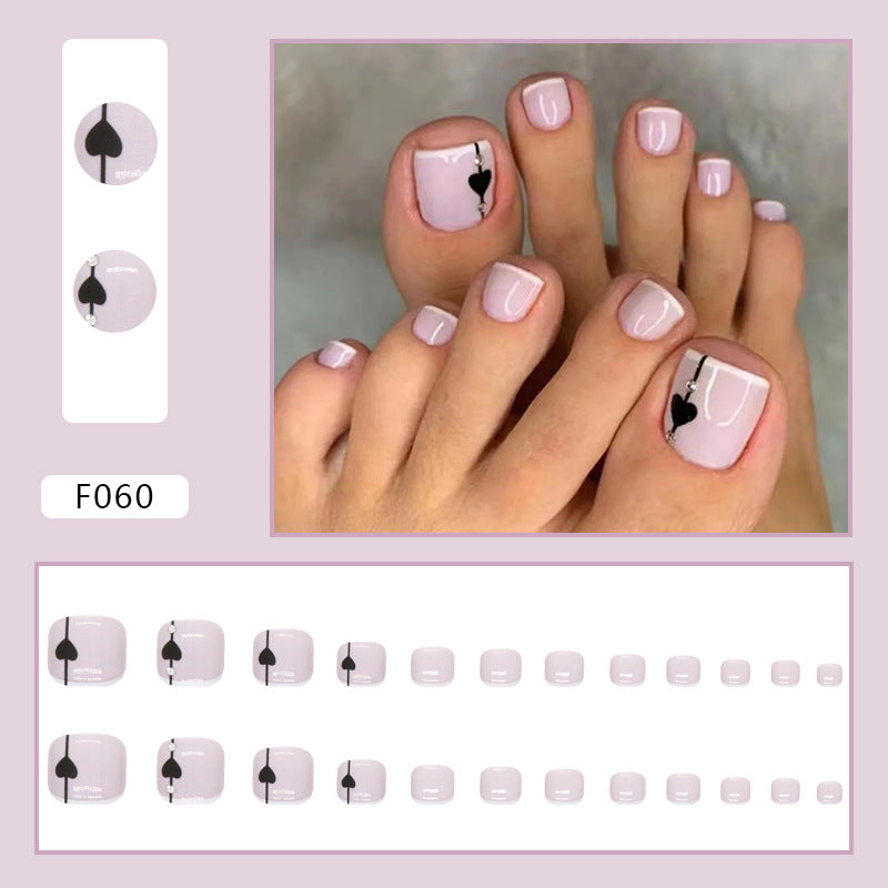 No.236 Black Love Heart Toenails Patch 24pcs/Set