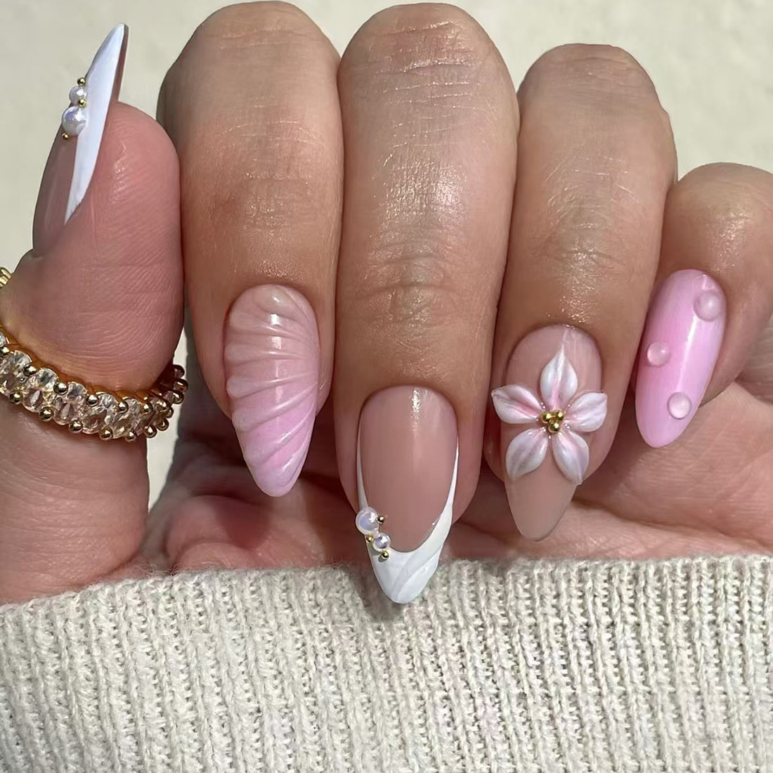 No.F420 Flower Fingernails Patch 24pcs/Set