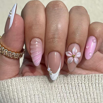 No.F420 Flower Fingernails Patch 24pcs/Set